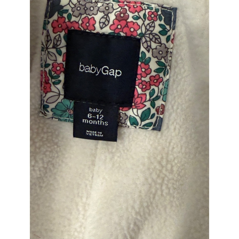 Baby Gap size 6-12 Months Down Filled Snow Suit Bunting Floral Fleece Lined - Picture 4 of 8